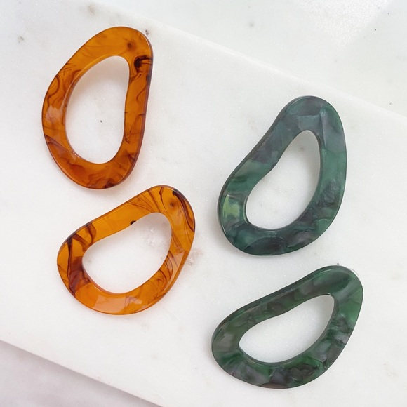 "Larsen" Earrings || Green Geometric Statement - Picture 8 of 11